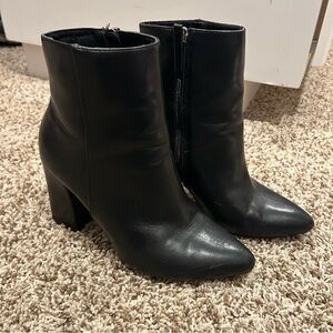 Madden Girl Black Ankle Booties Size 7 Block Heel Zip